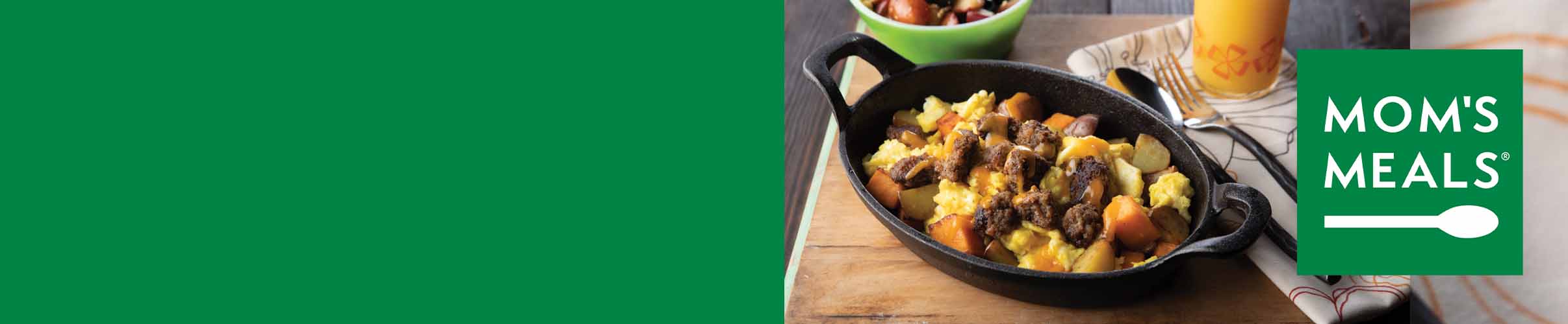 A Skillet with potato's and eggs and meat Moms Meals