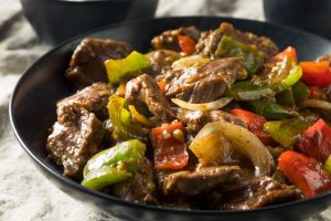 Homemade Chinese Pepper Steak with White Rice