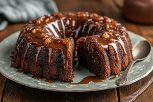 Caramel Pecan Fudge Cake