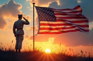 A man saluting the flag