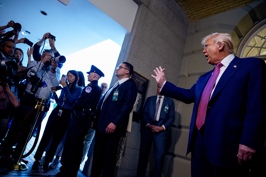 trump speaking to media; cancel culture
