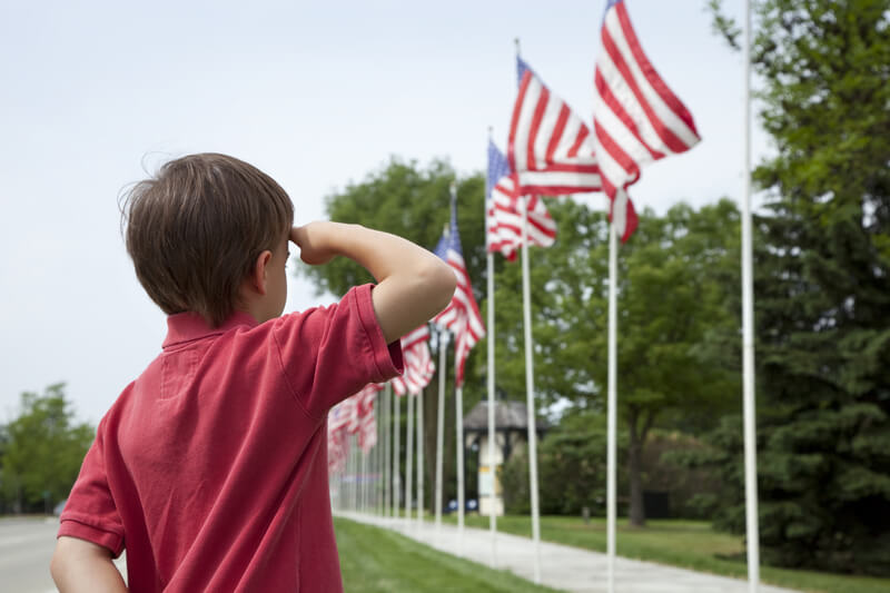 memorial day, kid saluting flag