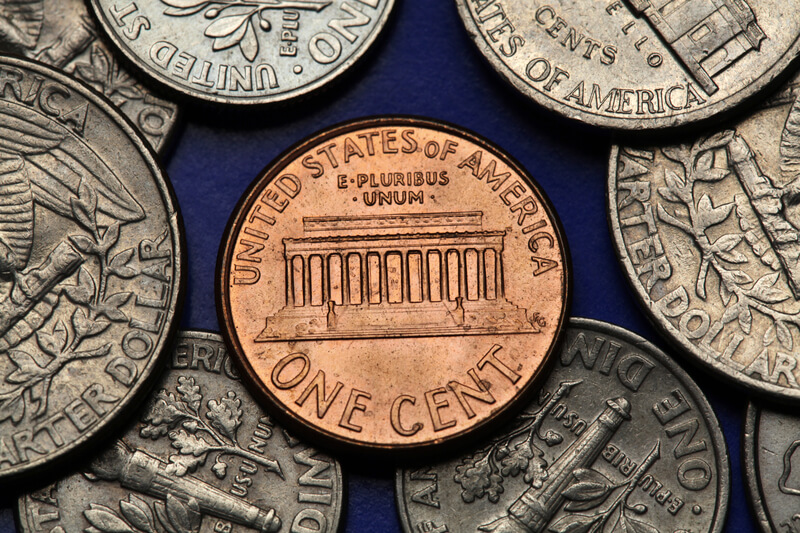 US penny and other coins