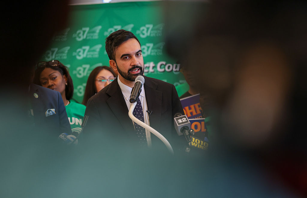 NEW YORK, NEW YORK - JULY 15: Democratic socialist candidate Zohran Mamdani, who won the Democratic primary for mayor of New York City, speaks at an endorsement event from the union DC 37 on July 15, 2025, in New York City. Weeks after Mamdani won the Democratic primary for mayor, various wealthy interest groups have begun to mobilize against the 33-year-old state assemblyman. Mamdani has vowed to freeze rent hikes for a year, make buses free, and increase taxes on wealthy New Yorkers. Former Gov. Andrew Cuomo announced Monday that he will continue his run for New York City mayor after losing to Zohran Mamdani in last month's Democratic primary. (Photo by Spencer Platt/Getty Images)