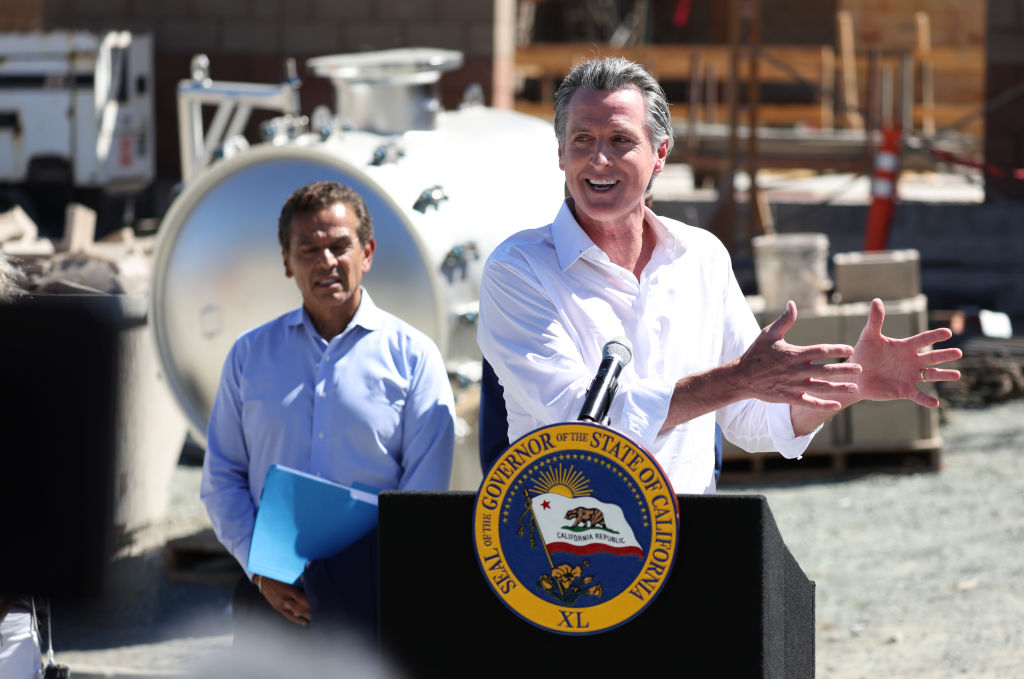 Newsom at a desalination plant in california