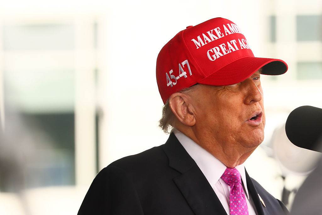 U.S. President Donald Trump addresses graduates of the United States Military Academy at West Point in Michie Stadium on May 24, 2025 in West Point, New York.