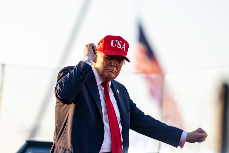 President Donald Trump thanks the crowd after remarks at the Salute to America Celebration, Thursday, July 3, 2025, at the Iowa State Fairgrounds in Des Moines, Iowa.