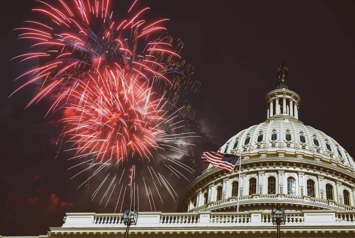 Independence Day Fireworks over Capitol Building at night Washington, D. C. C july 4th, dc, congress, federal, usa, government, america, american, capital, architecture, united, states, landmark, national, power, hill, symbol, senate, celebration, colorful, facade, blue, politics, exterior, district, party, famous, holiday, columbia, flag, festival, memorial, patriotism, legislation, democracy, republican.