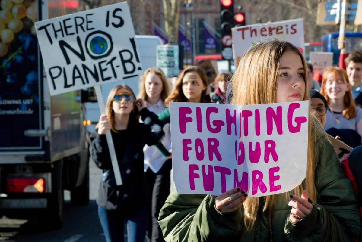 School Strike for Climate Change. London, UK, United Kingdom 15th February 2019:- Striking school aged children in central London over climate change holding placards