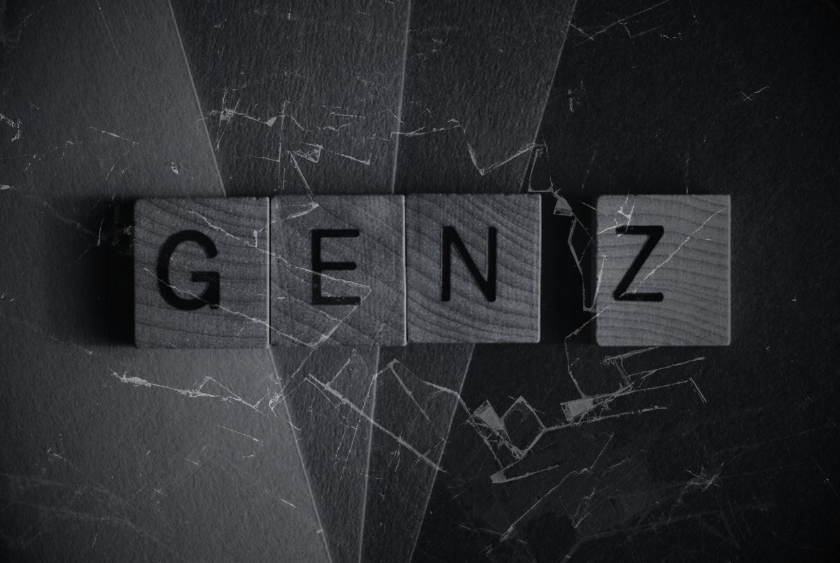 Gen Z, word in 3D wooden alphabet letters isolated on colour background. Gen Z, buzzword short for Generation Z, people born between 1995 to 2010