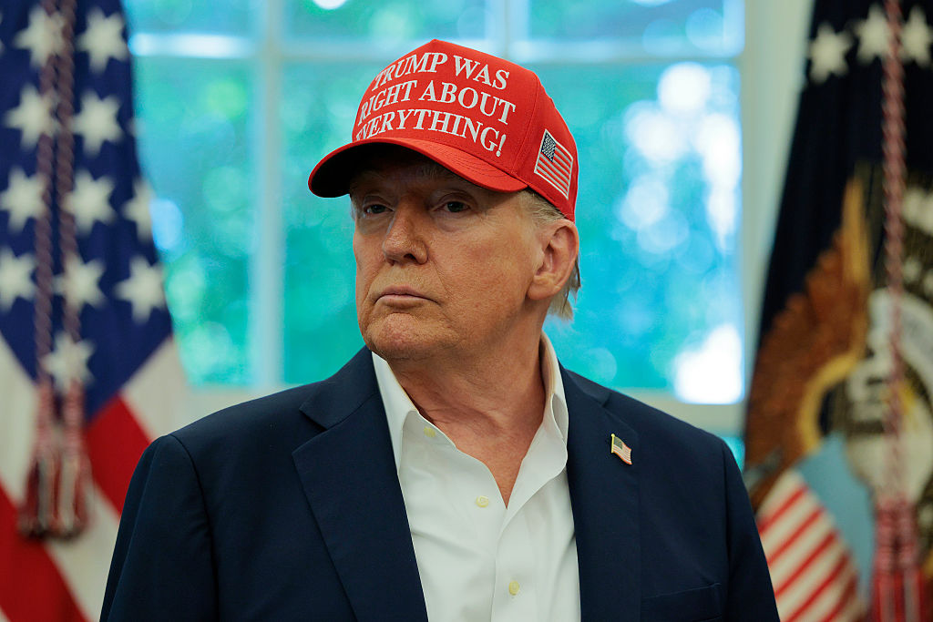 WASHINGTON, DC - AUGUST 22: U.S. President Donald Trump speaks in the Oval Office August 22, 2025 in Washington, DC. Trump announced the FIFA World Cup 2026 draw will take place at The Kennedy Center. (Photo by Chip Somodevilla/Getty Images)