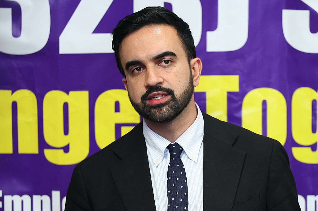 NEW YORK, NEW YORK - JULY 30: New York City Mayoral Candidate Zohran Mamdani speaks during a press conference on the victims of the Midtown shooting at 32BJ SEIU headquarters on July 30, 2025 in New York City. Mamdani joined 32BJ President Manny Pastreich, Bangladeshi American Police Association (BAPA) Co-Founder and Retired NYPD Lieutenant Commander Shamsul Haque and family members of Aland Etienne, who was a member of 32BJ, to speaks about the victims of Monday's shooting that left four people dead and a fifth critically injured. (Photo by Michael M. Santiago/Getty Images)