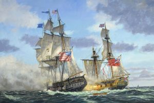 Painting of the USS Constitution and the HMS Guerriere