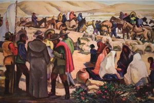 Painting of the spanish settlers who founded los angeles