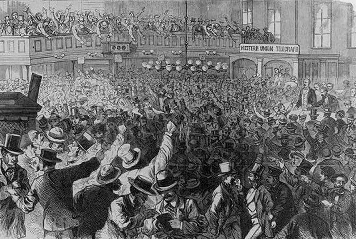 Illustration depicting Black Friday in 1869