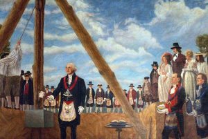 President George Washington laying the first U.S. Cornerstone