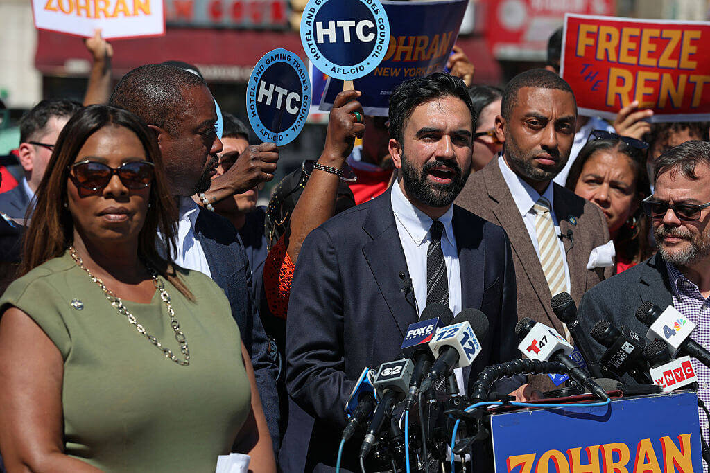 New York City Mayoral Candidate Zohran Mamdani speaks during a rally at Lou Gehrig Plaza on September 02, 2025 in the South Bronx in New York City.