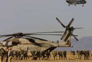 US Marines Helicopter landing in Afghanistan