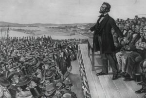 Abraham Lincoln giving the Gettysburg Address in Pennsylvania