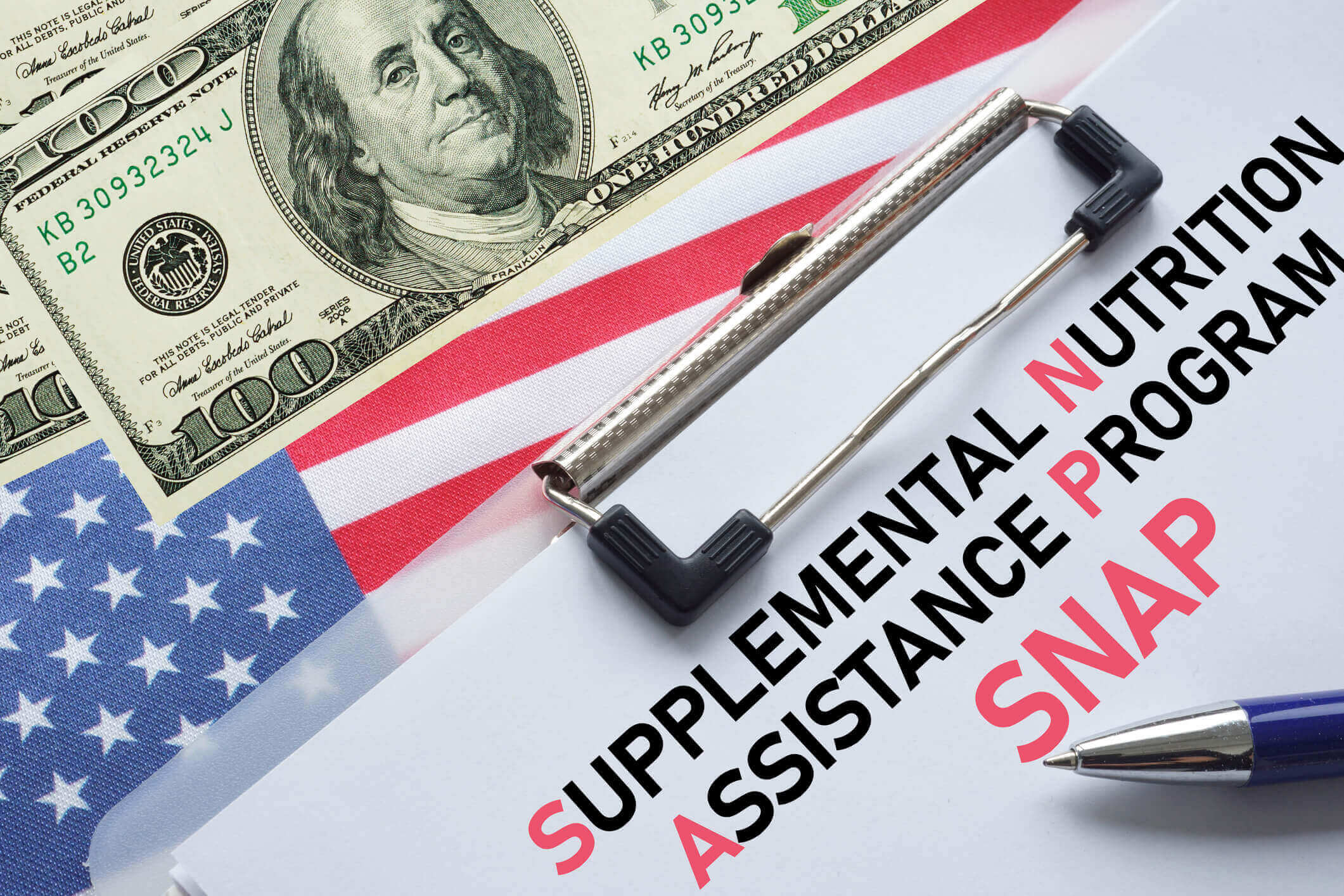 SNAP Supplemental Nutrition Assistance Program is shown using the text. SNAP provides food benefits to low-income families - stock photo