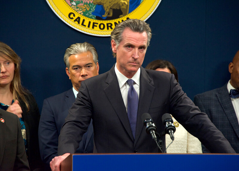 Governor Gavin Newsom speaking at Gun Safety Press Conf. Sacramento, CA - Feb 1, 2023: Governor Gavin Newsom speaking at a Gun Safety Legislation Press Conference