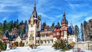 Peleș Castle, a Neo-Renaissance masterpiece in the Carpathian Mountains of Romania.