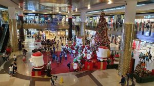 SM City Cebu, a large shopping mall in the Philippines, decorated for the Christmas holiday season