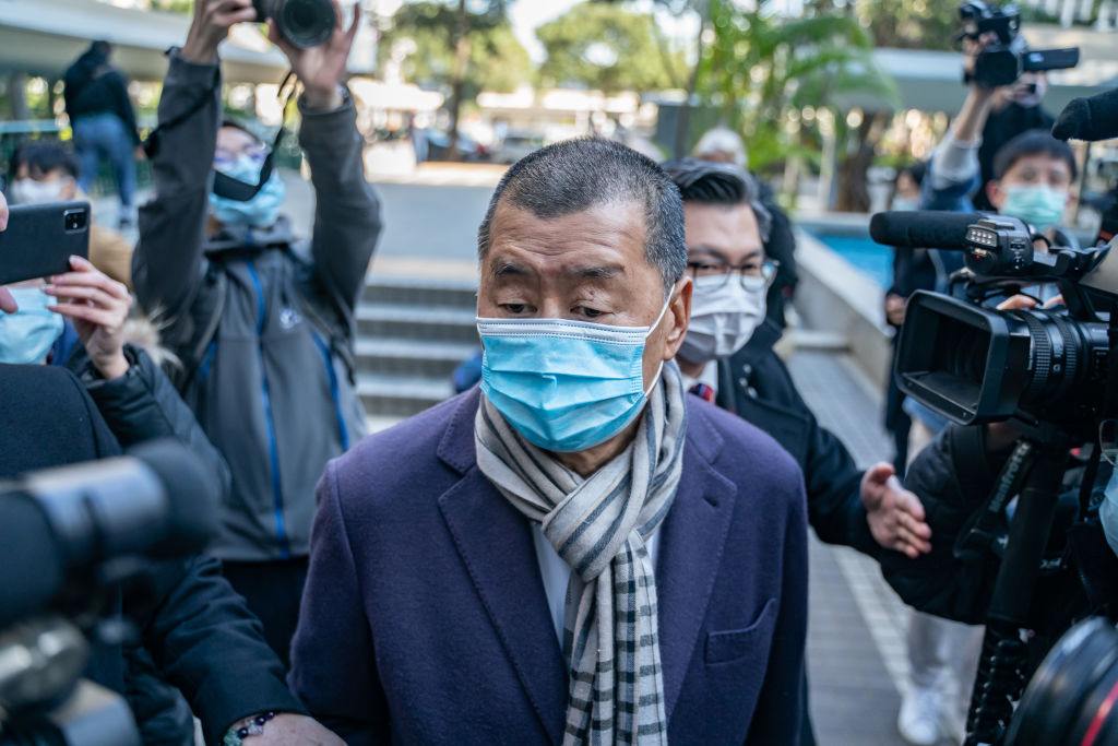 HONG KONG, CHINA - DECEMBER 31: Hong Kong media tycoon Jimmy Lai, founder and owner of Apple Daily newspaper, arrives at the Court of Final Appeal on December 31, 2020 in Hong Kong, China. The Court of Final Appeal will hear an appeal by the Department of Justice against the bail decision of Jimmy Lai on Thursday morning. (Photo by Anthony Kwan/Getty Images)