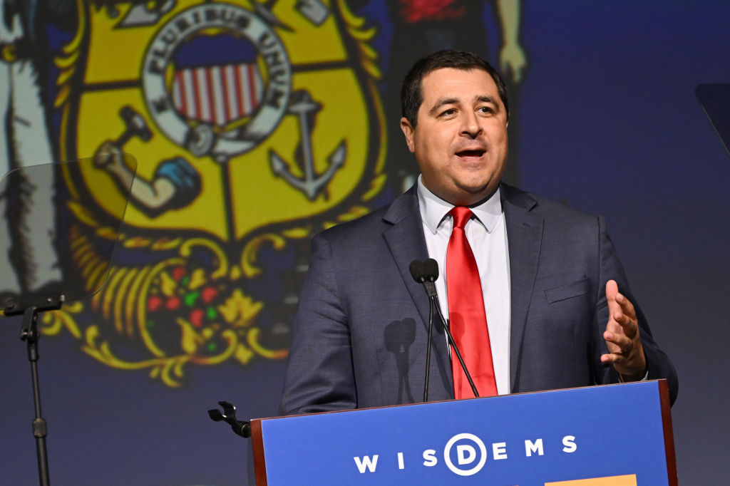 MILWAUKEE, WISCONSIN - JUNE 08: Attorney General Josh Kaul speaks during the WisDems 2024 State Convention on June 08, 2024 in Milwaukee, Wisconsin. (Photo by Daniel Boczarski/Getty Images for The Democratic Party of Wisconsin)