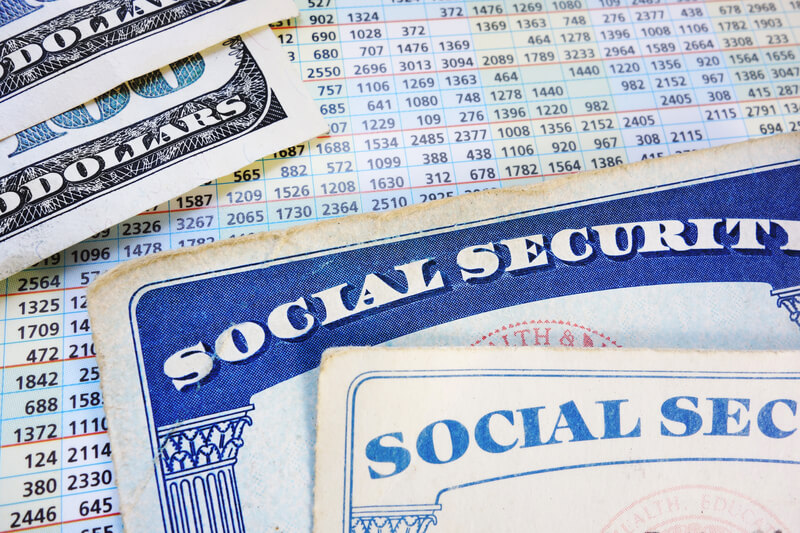 social security benefits, money and ss card