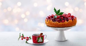 a cranberry upside-down cake