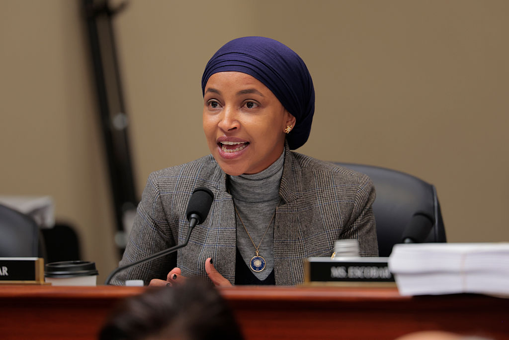 WASHINGTON, DC - MAY 16: Rep. Ilhan Omar (D-MN) speaks during a mark up meeting with the House Budget Committee on Capitol Hill on May 16, 2025 in Washington, DC. Members of the Budget Committee met to consider House Republicans’ reconciliation bill, which includes U.S. President Donald Trump's proposed tax and spending cuts. The bill faced bipartisan opposition, with five Republican members of the House Budget Committee voting against it and supporting a motion for the committee to recess for the weekend. (Photo by Anna Moneymaker/Getty Images)