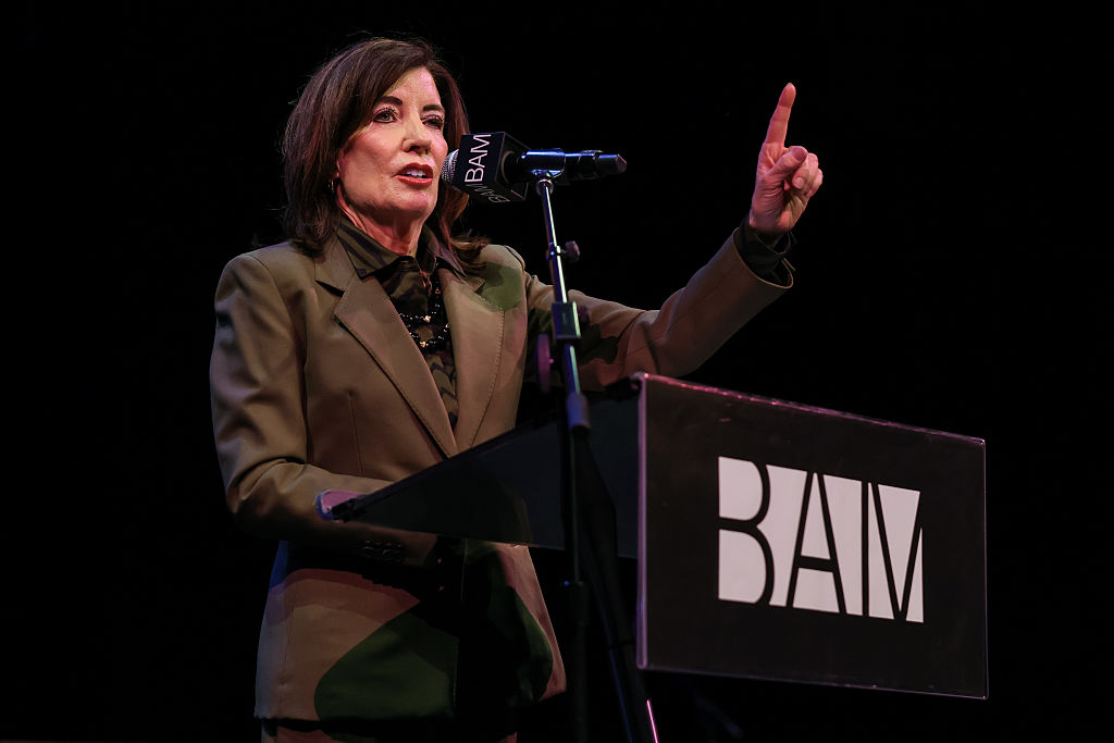 New York Governor Kathy Hochul speaks at the 40th Annual Tribute To Dr. Martin Luther King, Jr. at the Brooklyn Academy of Music on January 19, 2026 in New York City.