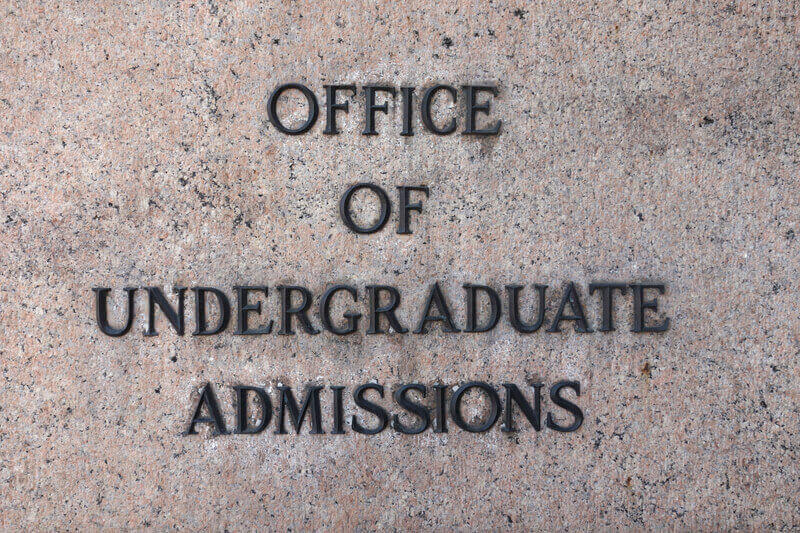 College Admissions. A sign for the Office of Undergraduate Admissions.