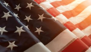 Close up of american flag with copy space