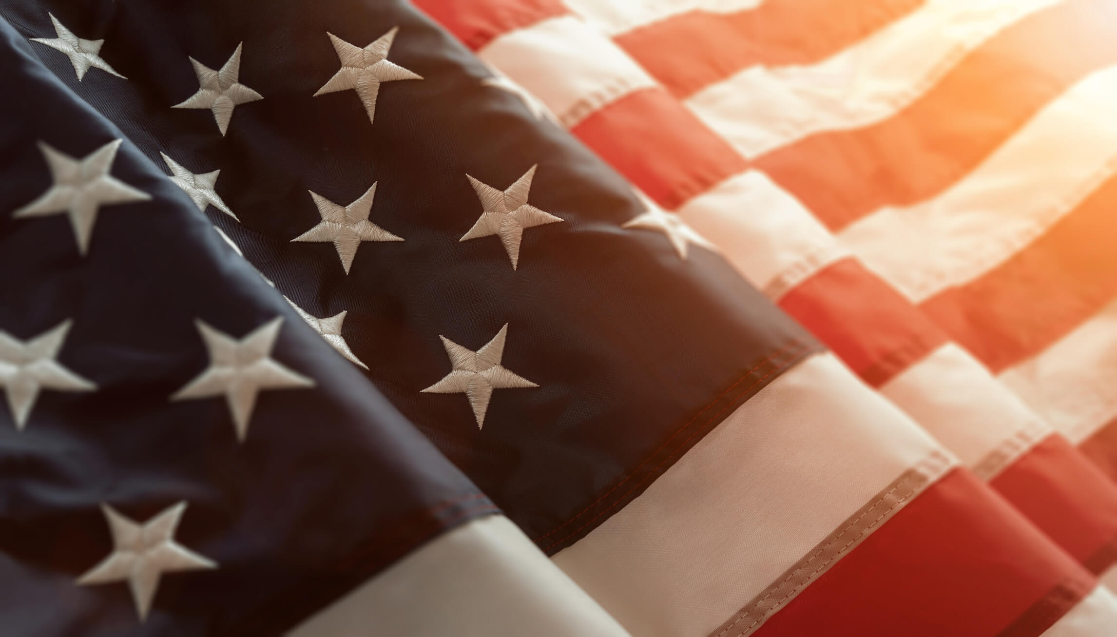 Close up of american flag with copy space