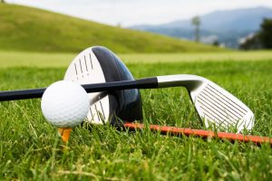 golf clubs and ball