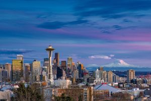 Seattle skyline. Kerry Park is probably the most picturesque location in all of Seattle. Having a combination of the Space Needle, skyline and Mt. Rainer as its backdrop, you are sure to come away with a fantastic photo