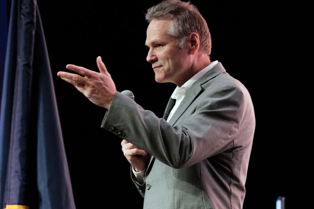 Alaskan Governor Mike Dunleavy joins other Alaskan Republicans at a Get Out The Vote event hosted by the Alaska Republican Party on November 06, 2022 in Anchorage, Alaska.