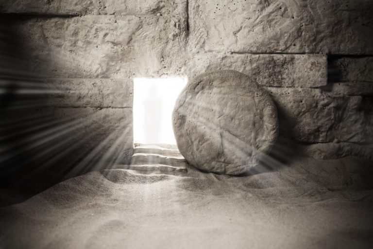 Tomb of Jesus. Jesus Christ Resurrection. Christian easter concept. Easter background.