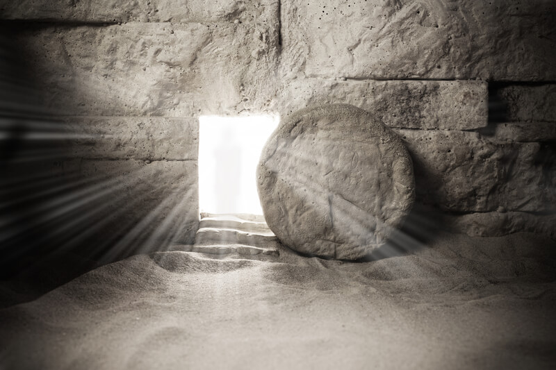 Tomb of Jesus. Jesus Christ Resurrection. Christian easter concept. Easter background.
