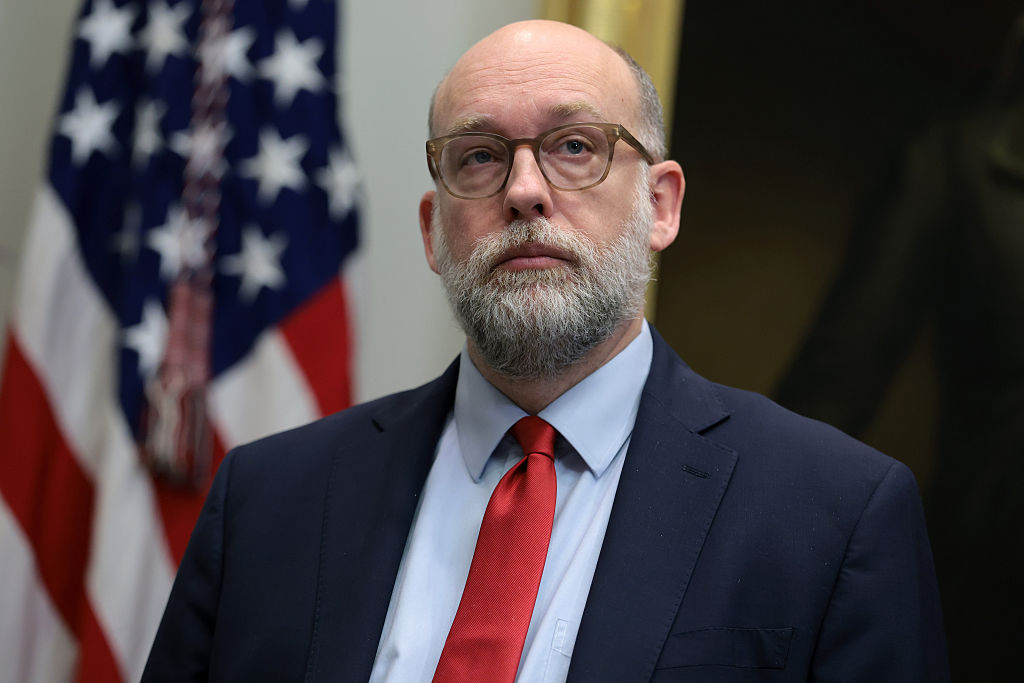 U.S. Office of Management and Budget Director Russell Vought attends an event to announce a rollback of the 2009 Endangerment Finding in the Roosevelt Room at the White House on February 12, 2026 in Washington, DC.