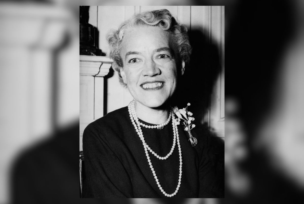 Senator Margaret Chase Smith, America's only female senator on the first leg of her 'Observation Tour' in London, England, 20th October 1954.