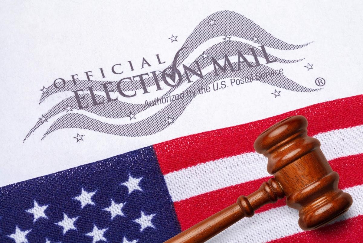 Presidential Ballot and Gavel. Ballot for Presidential Ellection with Judges Gavel and American Flag
