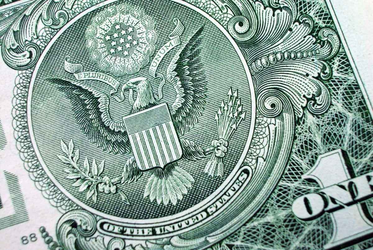 One Dollar Bill-Great Seal-Eagle. Macro shot of the United States of America Treasury One Dollar note