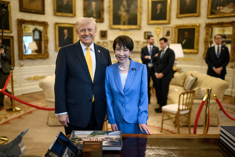 President Donald J. Trump poses for photos with Japanese Prime Minister Sanae Takaichi in the Oval Office, Thursday, March 19, 2026.
