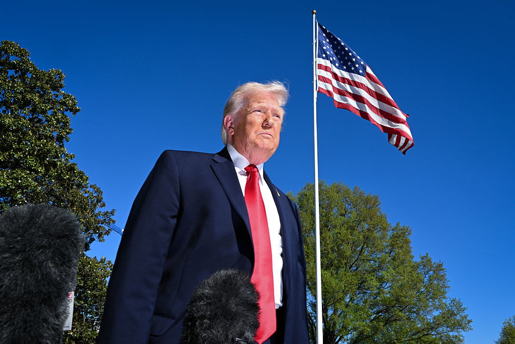 WASHINGTON, DC - APRIL 11: President Donald Trump speaks to the media as he prepares to depart from the White House on April 11, 2026 in Washington, DC. The President was on his way to Florida and was scheduled to attend a UFC event. (Photo by Matt McClain/Getty Images)