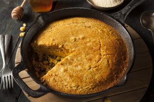 Homemade Southern Style Cornbread in a Skillet