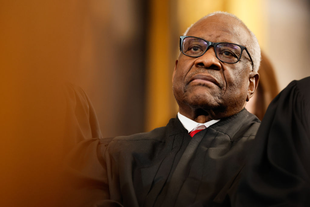 U.S. Associate Supreme Court Justice Clarence Thomas looks on inauguration ceremonies in the Rotunda of the U.S. Capitol on January 20, 2025 in Washington, DC.