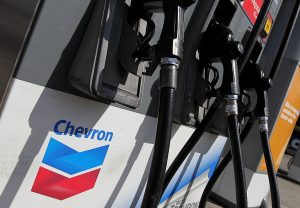 The Chevron logo is displayed on a gas pump at a Chevron gas station March 9, 2010 in San Francisco, California.